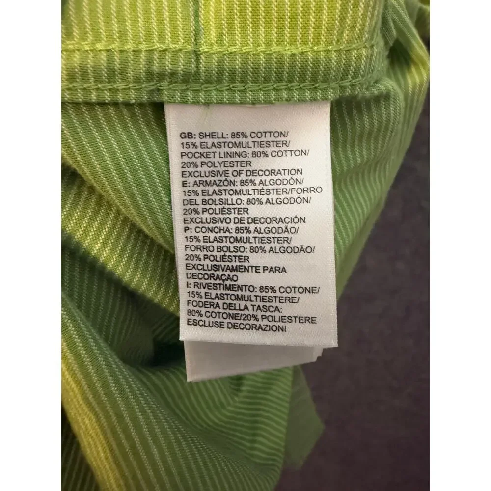 North Face Shirt Mens Med Green Striped Short Sleeve Button Up Camping Hiking